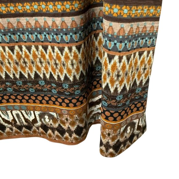 Women with Control Midi Skirt Large Petite Brown Geometric Print Pull On - Picture 6 of 8